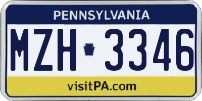 PA license plate MZH3346