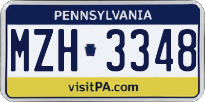PA license plate MZH3348