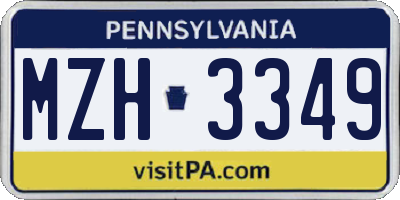 PA license plate MZH3349