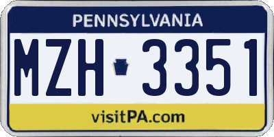 PA license plate MZH3351