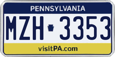 PA license plate MZH3353