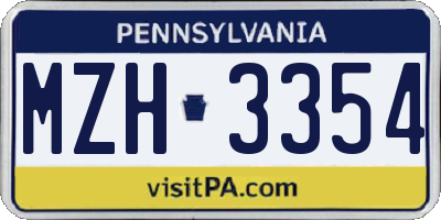 PA license plate MZH3354