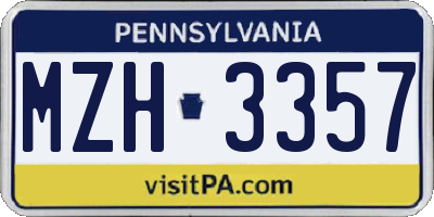 PA license plate MZH3357