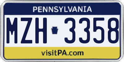 PA license plate MZH3358