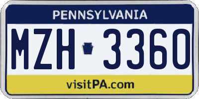 PA license plate MZH3360