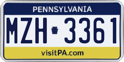 PA license plate MZH3361