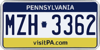 PA license plate MZH3362