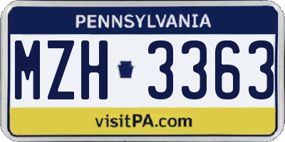 PA license plate MZH3363