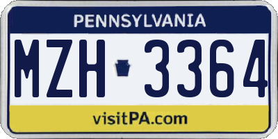 PA license plate MZH3364