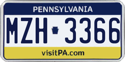 PA license plate MZH3366
