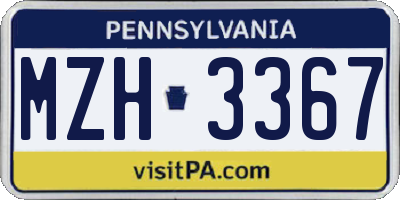 PA license plate MZH3367