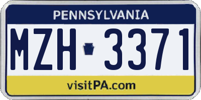 PA license plate MZH3371