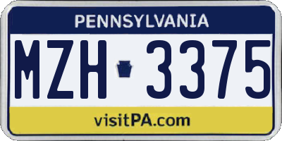 PA license plate MZH3375
