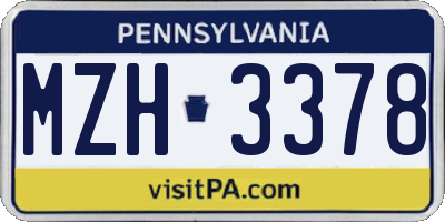 PA license plate MZH3378