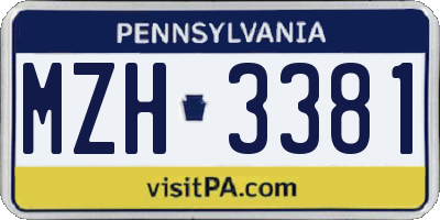 PA license plate MZH3381