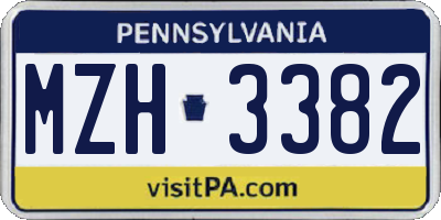 PA license plate MZH3382