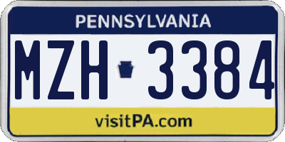 PA license plate MZH3384
