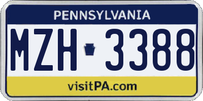PA license plate MZH3388