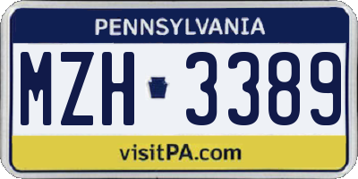 PA license plate MZH3389