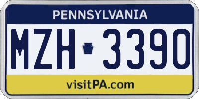 PA license plate MZH3390