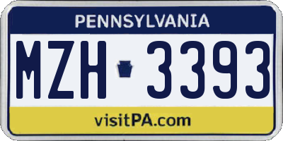 PA license plate MZH3393