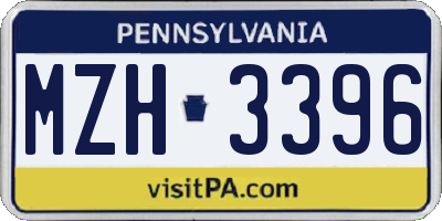 PA license plate MZH3396
