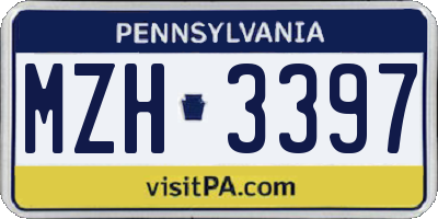 PA license plate MZH3397