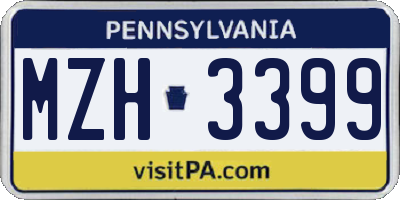 PA license plate MZH3399