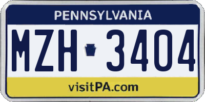 PA license plate MZH3404