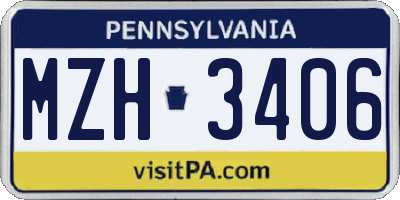 PA license plate MZH3406
