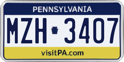 PA license plate MZH3407