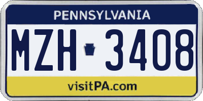 PA license plate MZH3408