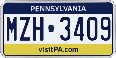PA license plate MZH3409