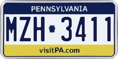 PA license plate MZH3411