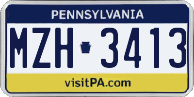 PA license plate MZH3413