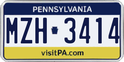 PA license plate MZH3414