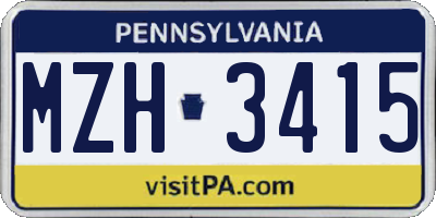 PA license plate MZH3415