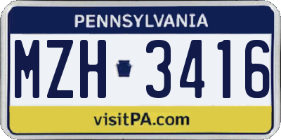 PA license plate MZH3416