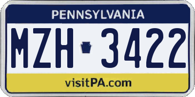 PA license plate MZH3422
