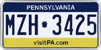 PA license plate MZH3425
