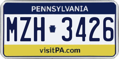 PA license plate MZH3426