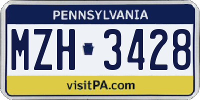 PA license plate MZH3428
