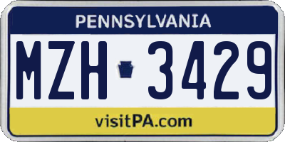 PA license plate MZH3429