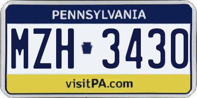 PA license plate MZH3430