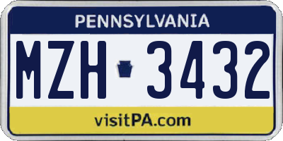 PA license plate MZH3432