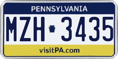 PA license plate MZH3435