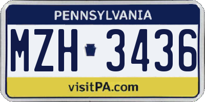 PA license plate MZH3436