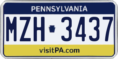 PA license plate MZH3437