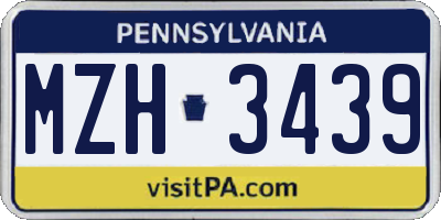 PA license plate MZH3439