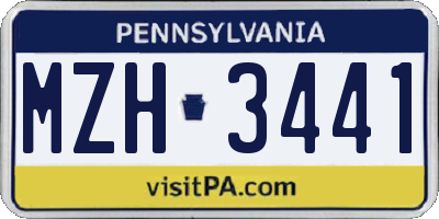 PA license plate MZH3441